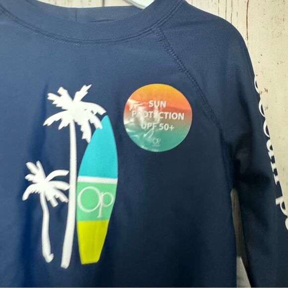 Ocean Pacific Toddler Long Sleeve Navy  Sun Protection Swim Top  UPF 50+  Sz 4T - Picture 7 of 11